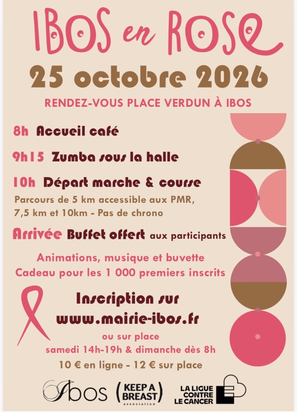 Programme Ibos en Rose 2026 – marche et course Octobre Rose à Ibos près de Tarbes
